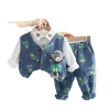 A trendy three-piece baby clothing set for boys in autumn, a spring and autumn children's vest coat, and a cool and stylish children's suit Item Picture
